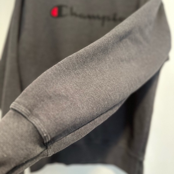 Champion Y2K Pullover Sweatshirt Men's M Dark Gray Spell Out Logo Crew Neck. - Picture 7 of 11